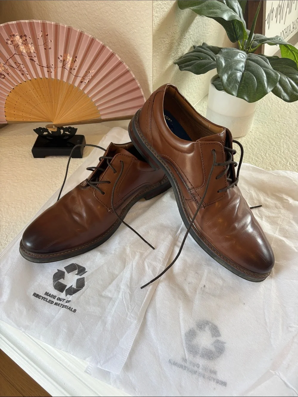 Men's Cognac Leather Derby Shoes